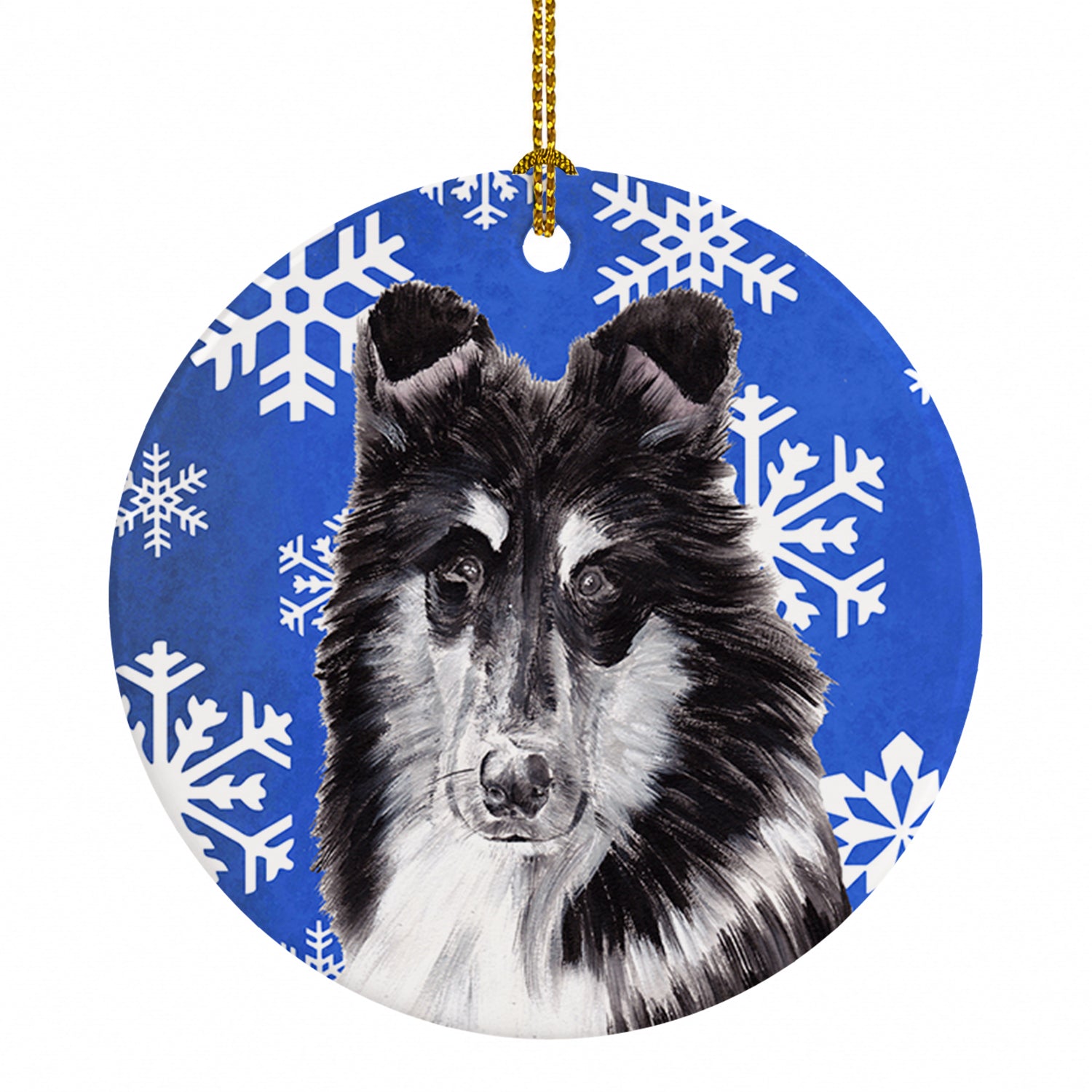 Black and White Collie Winter Snowflakes Ceramic Ornament Christmas Tree Hanging Decorations for Home Christmas Holiday, Party, Gift, 3 in, Multicolor