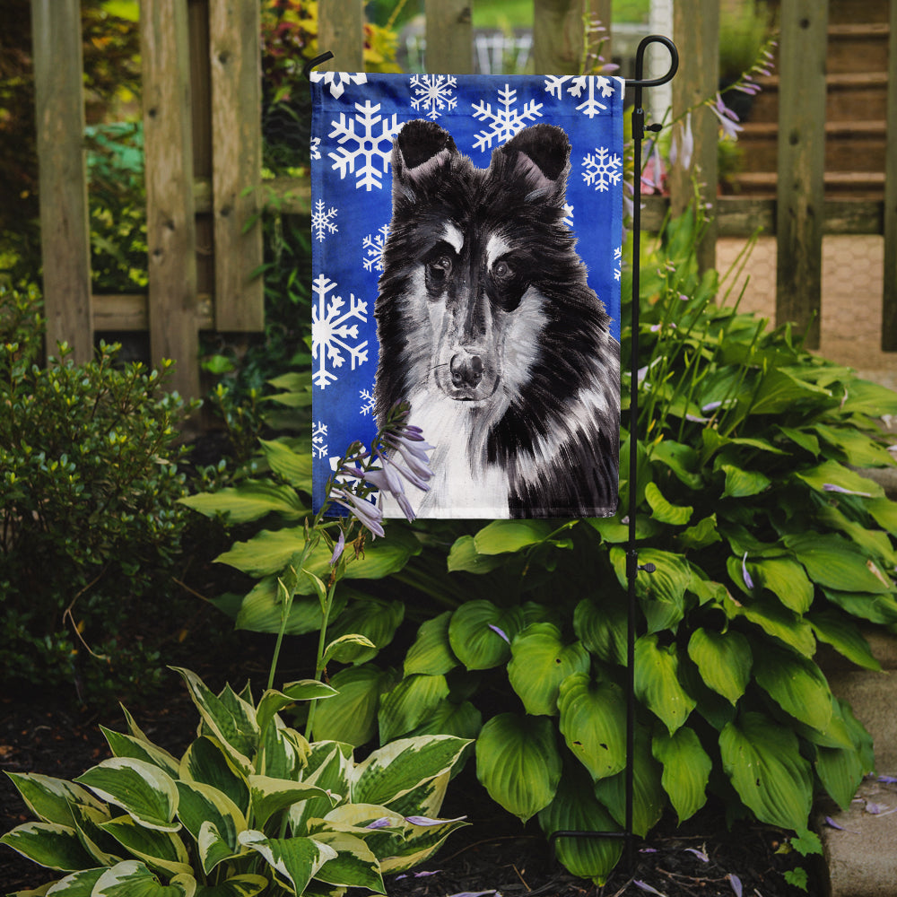 Black and White Collie Winter Snowflakes Garden Flag Mailbox Decorative Yard Banner Outside Patio Artwork for Flower Beds, Garden Size, Multicolor