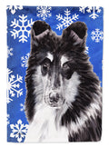 Black and White Collie Winter Snowflakes Garden Flag Mailbox Decorative Yard Banner Outside Patio Artwork for Flower Beds, Garden Size, Multicolor