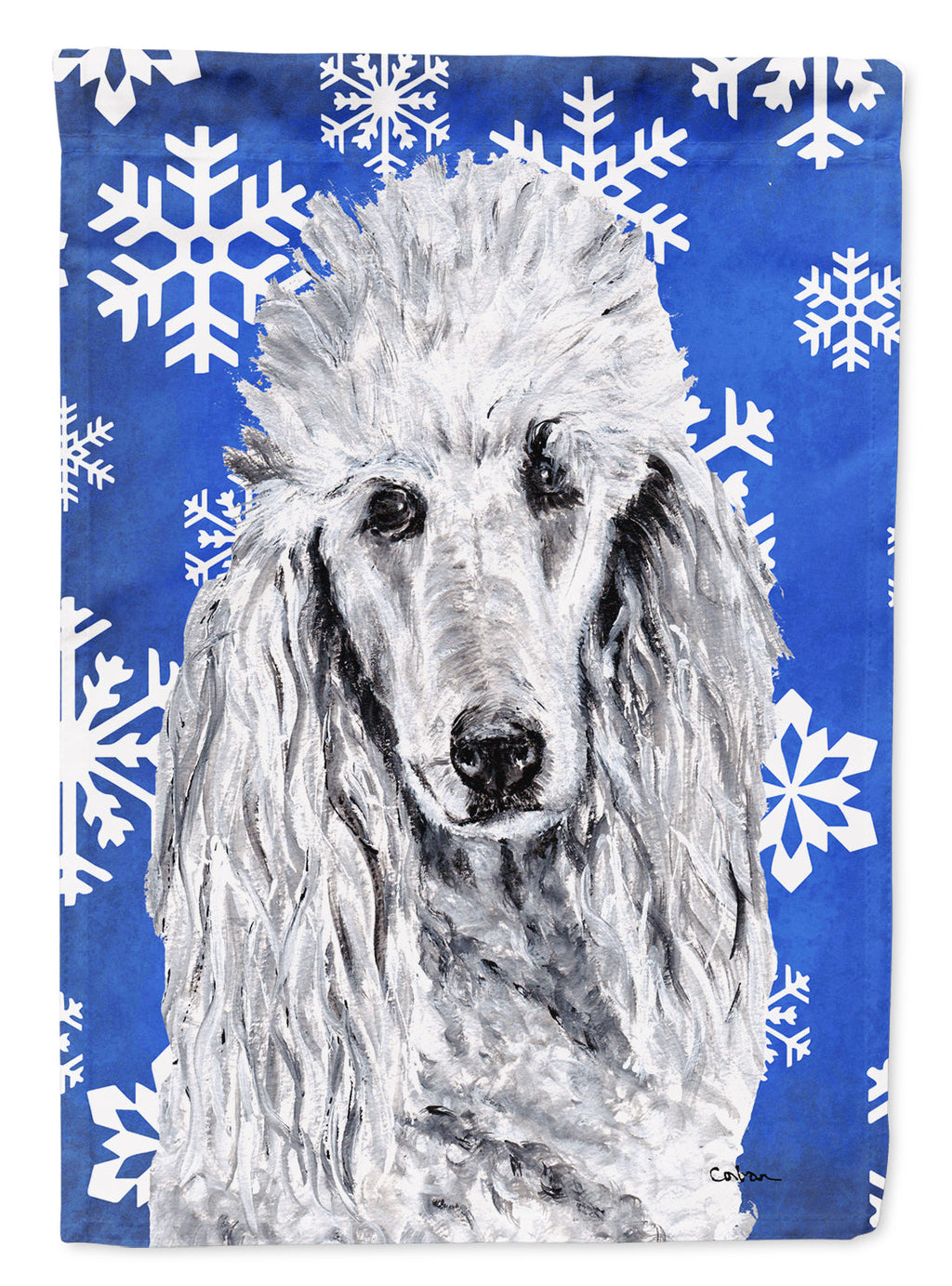 White Standard Poodle Winter Snowflakes Garden Flag Mailbox Decorative Yard Banner Outside Patio Artwork for Flower Beds, Garden Size, Multicolor