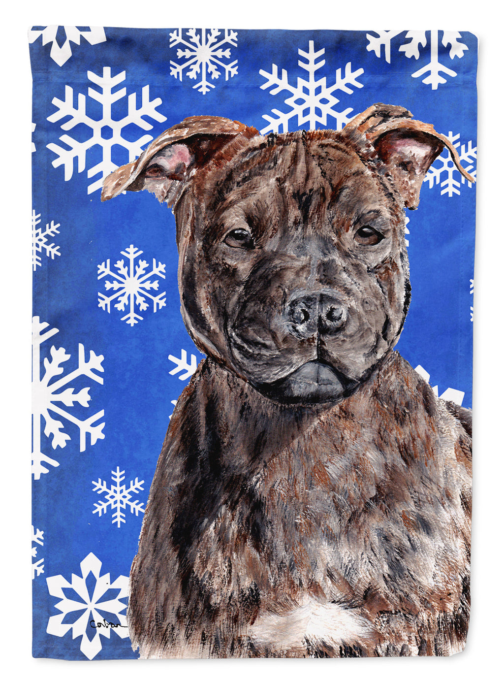 Staffordshire Bull Terrier Staffie Winter Snowflakes Garden Flag Mailbox Decorative Yard Banner Outside Patio Artwork for Flower Beds, Garden Size, Multicolor