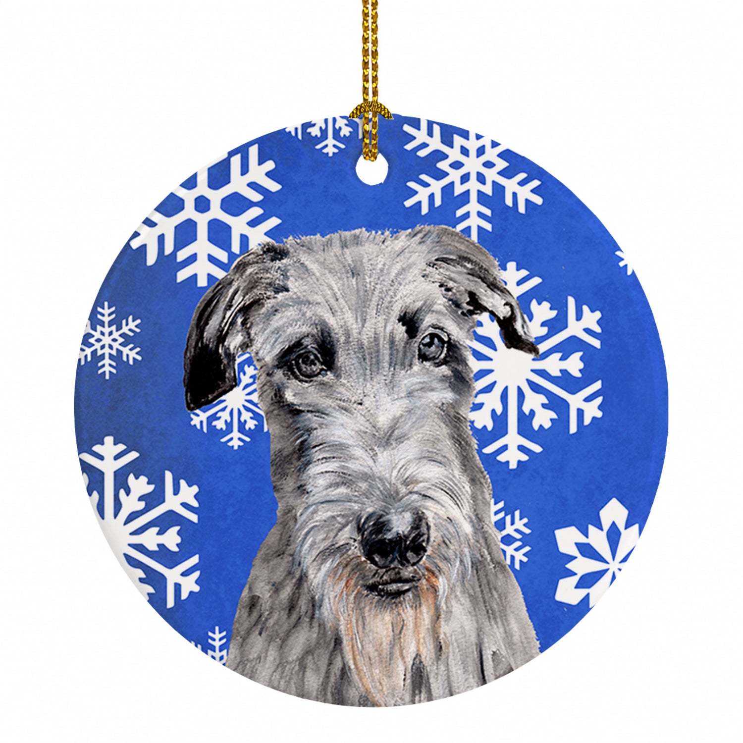 Scottish Deerhound Winter Snowflakes Ceramic Ornament Christmas Tree Hanging Decorations for Home Christmas Holiday, Party, Gift, 3 in, Multicolor