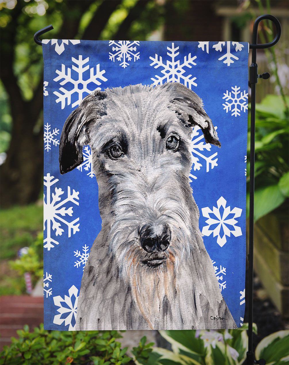 Scottish Deerhound Winter Snowflakes Garden Flag Mailbox Decorative Yard Banner Outside Patio Artwork for Flower Beds, Garden Size, Multicolor