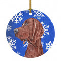 Redbone Coonhound Winter Snowflakes Ceramic Ornament Christmas Tree Hanging Decorations for Home Christmas Holiday, Party, Gift, 3 in, Multicolor