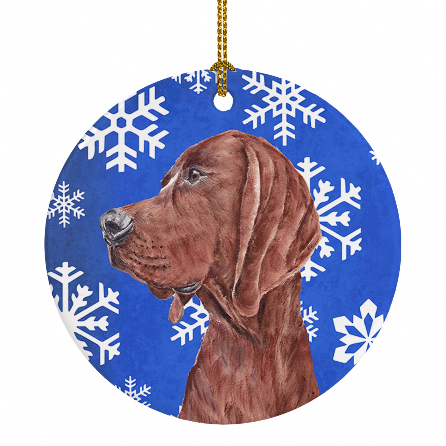 Redbone Coonhound Winter Snowflakes Ceramic Ornament Christmas Tree Hanging Decorations for Home Christmas Holiday, Party, Gift, 3 in, Multicolor