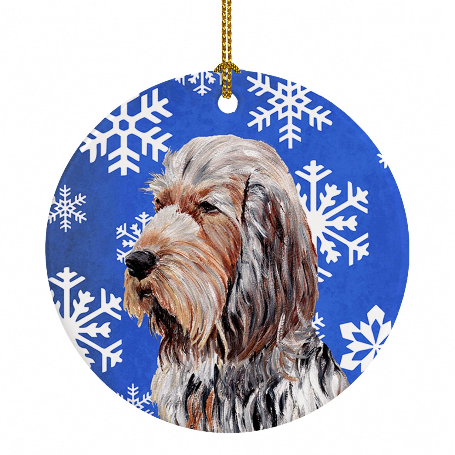 Otterhound Winter Snowflakes Ceramic Ornament Christmas Tree Hanging Decorations for Home Christmas Holiday, Party, Gift, 3 in, Multicolor