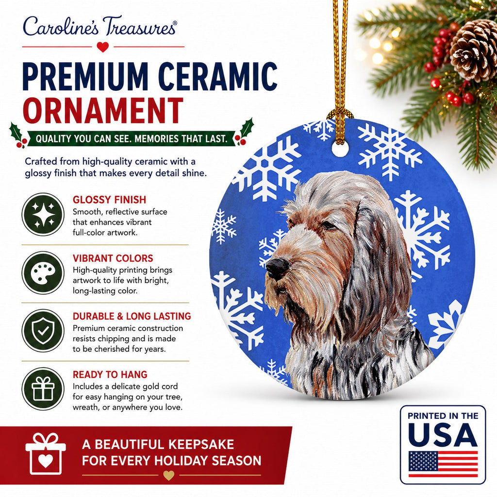 Otterhound Winter Snowflakes Ceramic Ornament Christmas Tree Hanging Decorations for Home Christmas Holiday, Party, Gift, 3 in, Multicolor