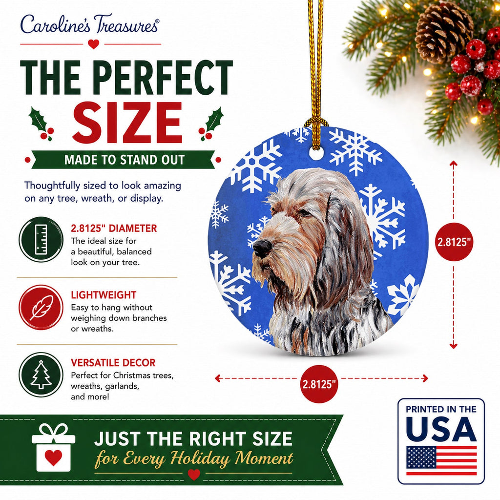 Otterhound Winter Snowflakes Ceramic Ornament Christmas Tree Hanging Decorations for Home Christmas Holiday, Party, Gift, 3 in, Multicolor