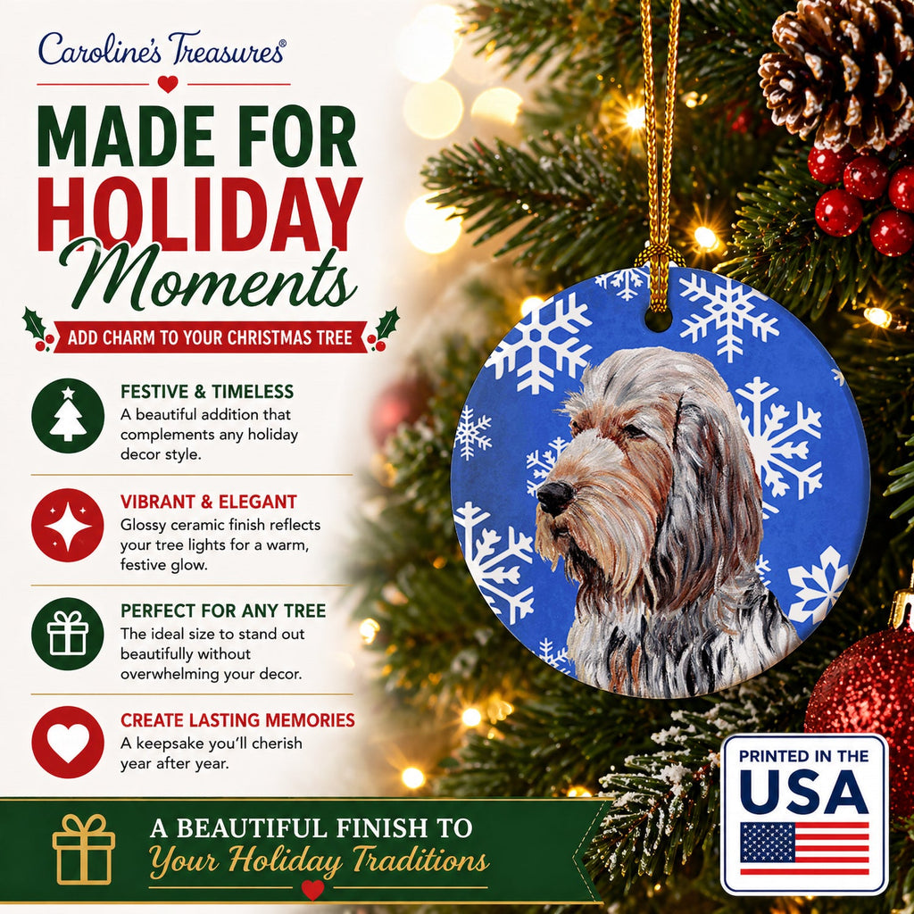 Otterhound Winter Snowflakes Ceramic Ornament Christmas Tree Hanging Decorations for Home Christmas Holiday, Party, Gift, 3 in, Multicolor
