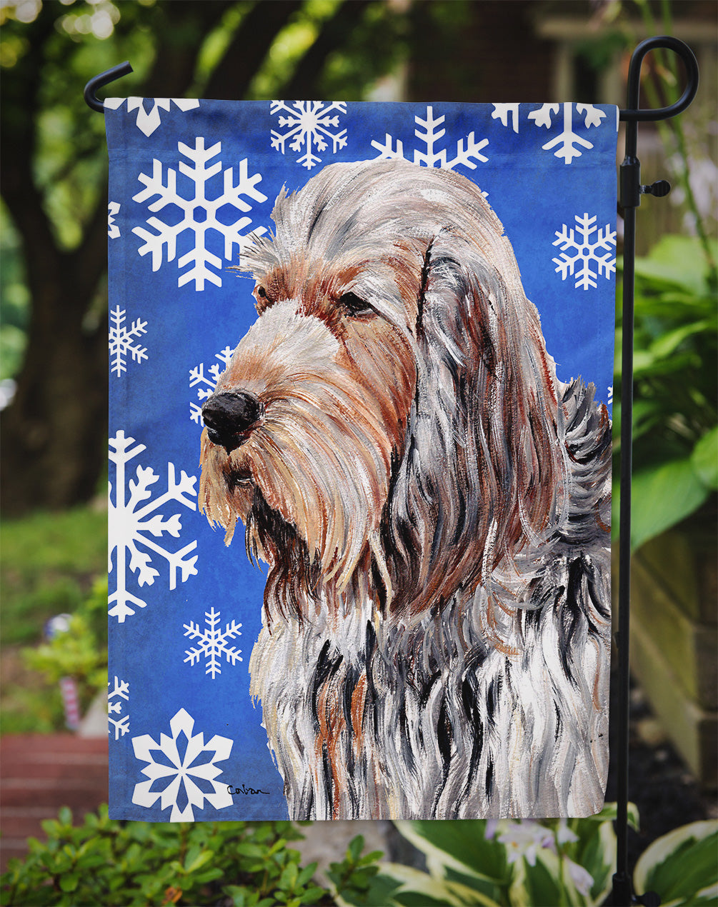 Otterhound Winter Snowflakes Garden Flag Mailbox Decorative Yard Banner Outside Patio Artwork for Flower Beds, Garden Size, Multicolor