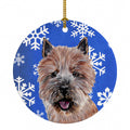 Norwich Terrier Winter Snowflakes Ceramic Ornament Christmas Tree Hanging Decorations for Home Christmas Holiday, Party, Gift, 3 in, Multicolor