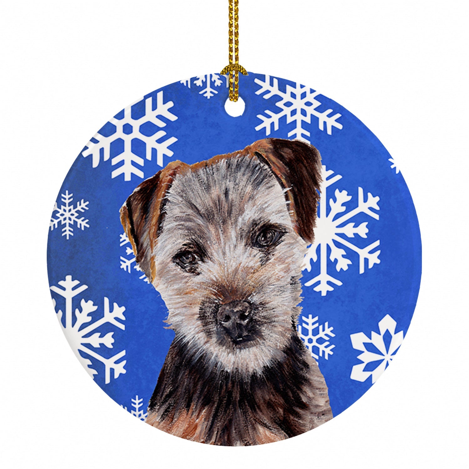Norfolk Terrier Puppy Winter Snowflakes Ceramic Ornament Christmas Tree Hanging Decorations for Home Christmas Holiday, Party, Gift, 3 in, Multicolor
