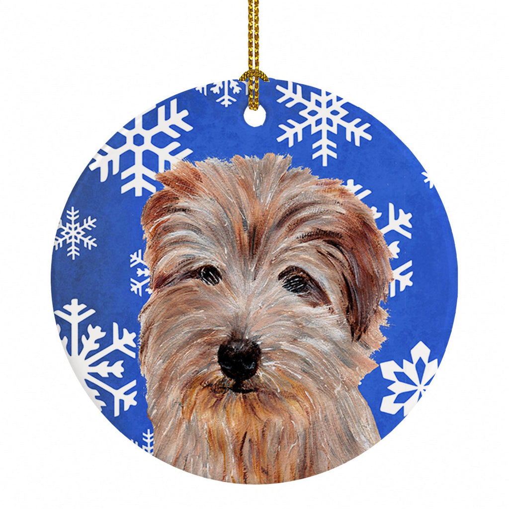 Norfolk Terrier Winter Snowflakes Ceramic Ornament Christmas Tree Hanging Decorations for Home Christmas Holiday, Party, Gift, 3 in, Multicolor