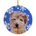 Norfolk Terrier Winter Snowflakes Ceramic Ornament Christmas Tree Hanging Decorations for Home Christmas Holiday, Party, Gift, 3 in, Multicolor