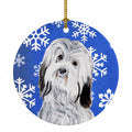 Havanese Winter Snowflakes Ceramic Ornament Christmas Tree Hanging Decorations for Home Christmas Holiday, Party, Gift, 3 in, Multicolor