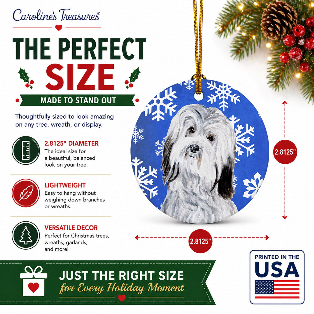 Havanese Winter Snowflakes Ceramic Ornament Christmas Tree Hanging Decorations for Home Christmas Holiday, Party, Gift, 3 in, Multicolor
