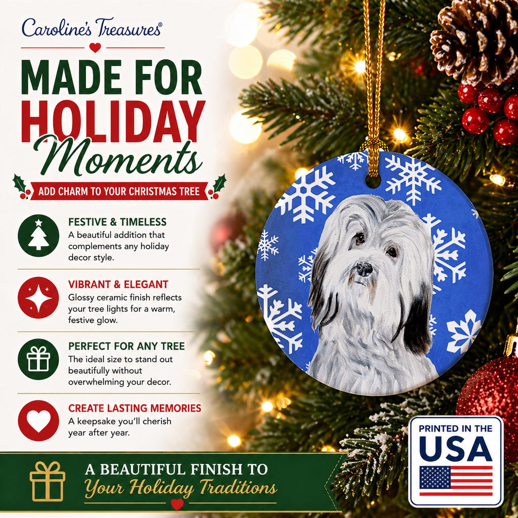 Havanese Winter Snowflakes Ceramic Ornament Christmas Tree Hanging Decorations for Home Christmas Holiday, Party, Gift, 3 in, Multicolor