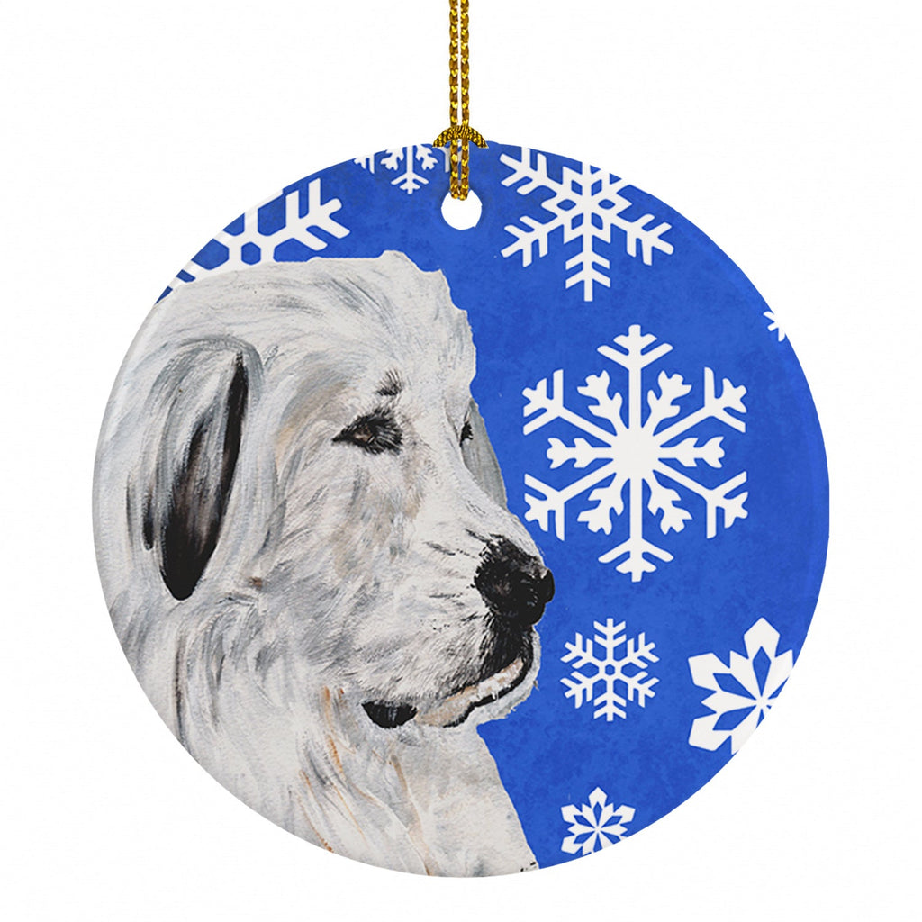 Great Pyrenees Winter Snowflakes Ceramic Ornament Christmas Tree Hanging Decorations for Home Christmas Holiday, Party, Gift, 3 in, Multicolor