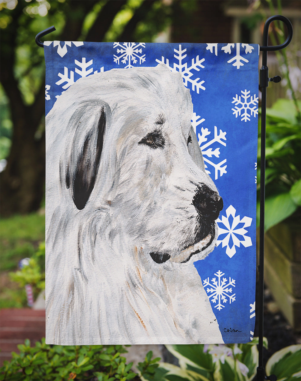 Great Pyrenees Winter Snowflakes Garden Flag Mailbox Decorative Yard Banner Outside Patio Artwork for Flower Beds, Garden Size, Multicolor