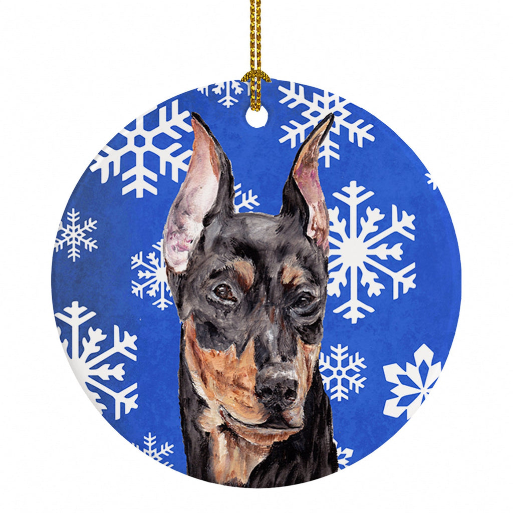 German Pinscher Winter Snowflakes Ceramic Ornament Christmas Tree Hanging Decorations for Home Christmas Holiday, Party, Gift, 3 in, Multicolor