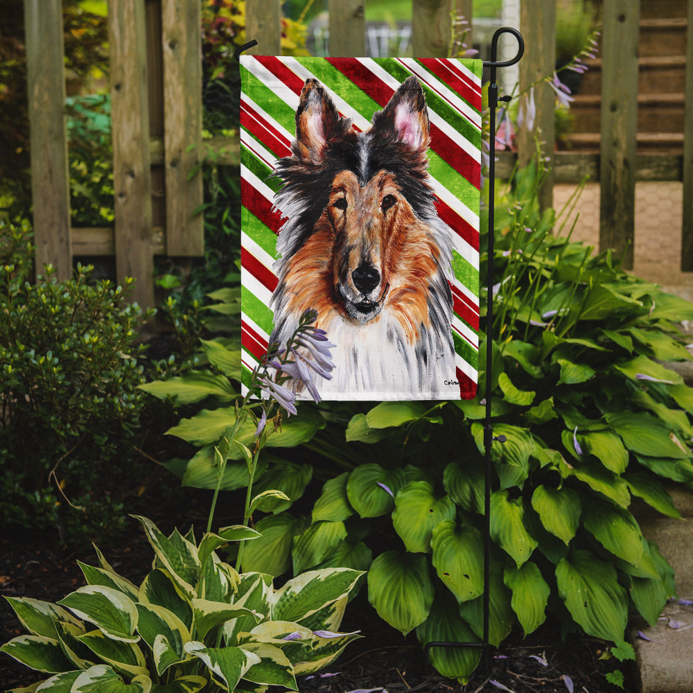 Collie Candy Cane Christmas Garden Flag Mailbox Decorative Yard Banner Outside Patio Artwork for Flower Beds, Garden Size, Multicolor