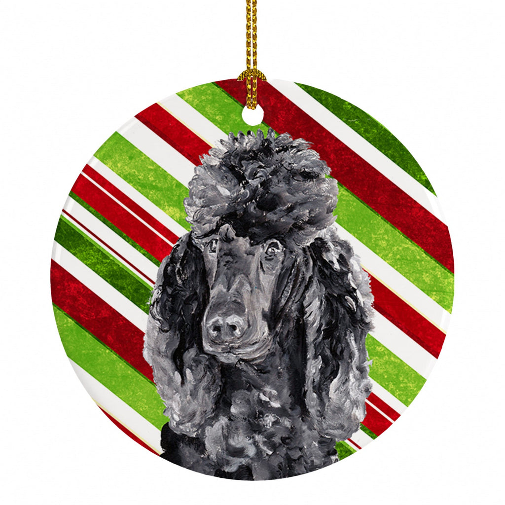 Black Standard Poodle Candy Cane Christmas Ceramic Ornament Christmas Tree Hanging Decorations for Home Christmas Holiday, Party, Gift, 3 in, Multicolor