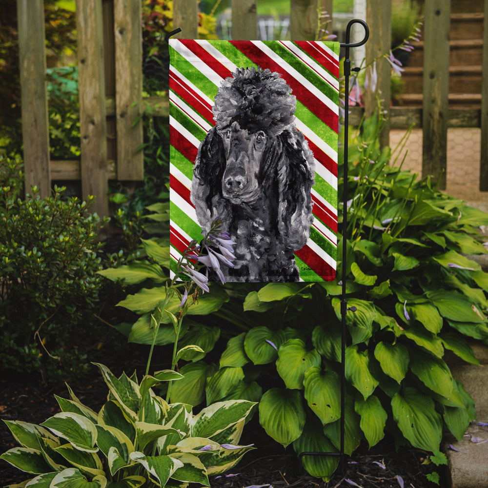Black Standard Poodle Candy Cane Christmas Garden Flag Mailbox Decorative Yard Banner Outside Patio Artwork for Flower Beds, Garden Size, Multicolor