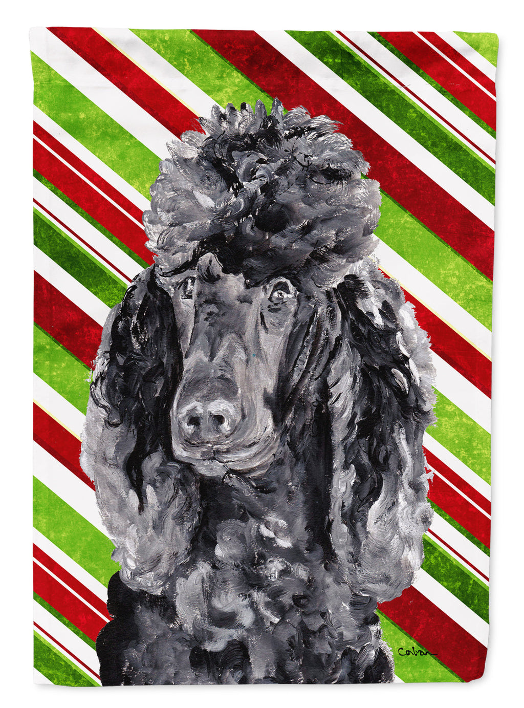 Black Standard Poodle Candy Cane Christmas Garden Flag Mailbox Decorative Yard Banner Outside Patio Artwork for Flower Beds, Garden Size, Multicolor