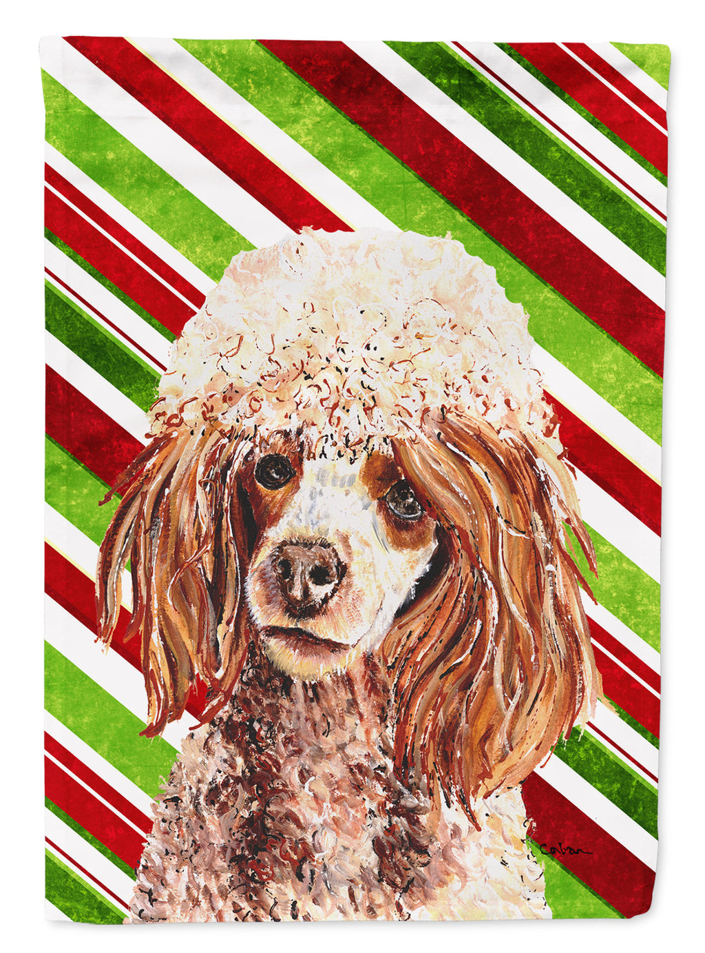 Red Miniature Poodle Candy Cane Christmas Garden Flag Mailbox Decorative Yard Banner Outside Patio Artwork for Flower Beds, Garden Size, Multicolor