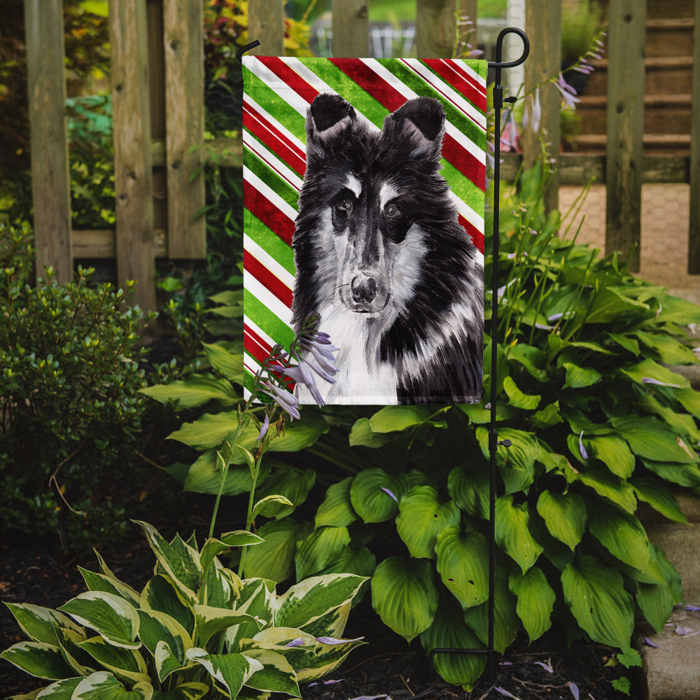 Black and White Collie Candy Cane Christmas Garden Flag Mailbox Decorative Yard Banner Outside Patio Artwork for Flower Beds, Garden Size, Multicolor
