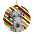 Scottish Deerhound Candy Cane Christmas Ceramic Ornament Christmas Tree Hanging Decorations for Home Christmas Holiday, Party, Gift, 3 in, Multicolor