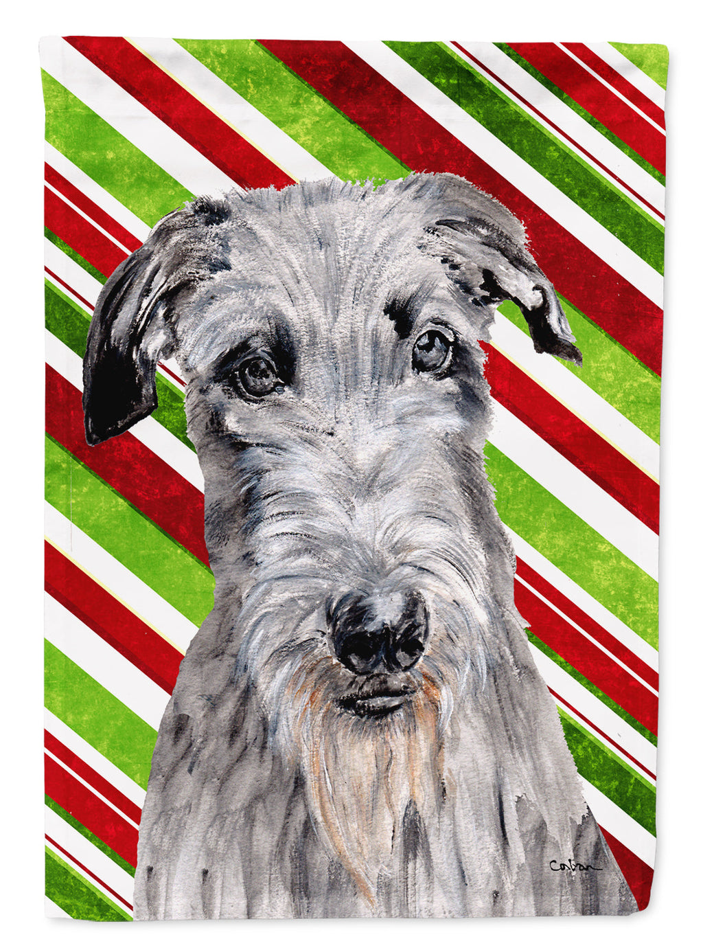 Scottish Deerhound Candy Cane Christmas Garden Flag Mailbox Decorative Yard Banner Outside Patio Artwork for Flower Beds, Garden Size, Multicolor