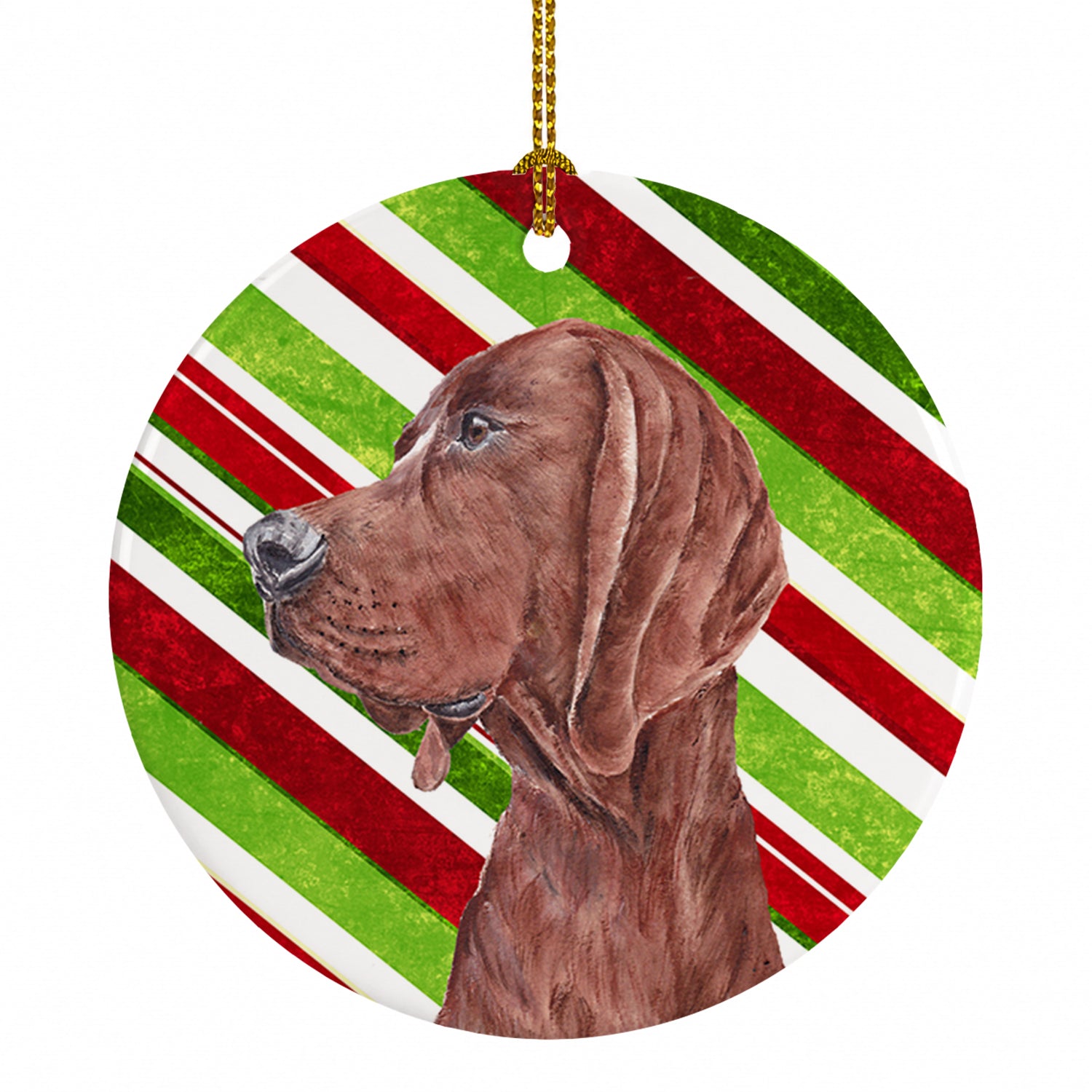 Redbone Coonhound Candy Cane Christmas Ceramic Ornament Christmas Tree Hanging Decorations for Home Christmas Holiday, Party, Gift, 3 in, Multicolor