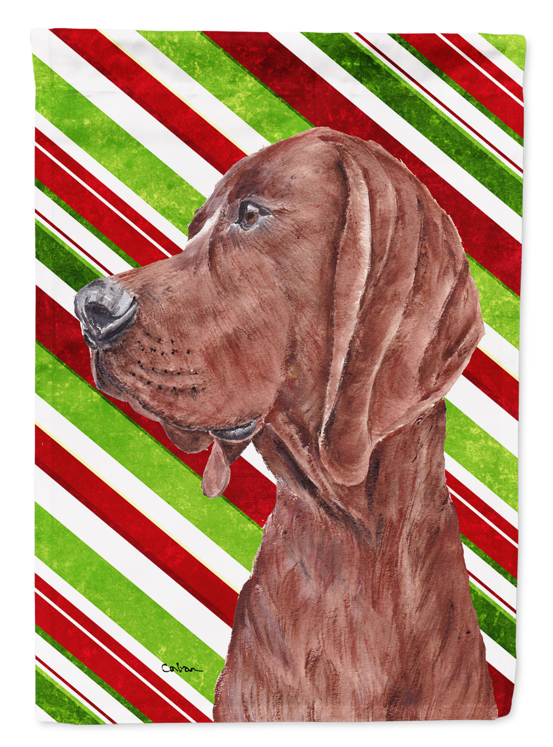 Redbone Coonhound Candy Cane Christmas Garden Flag Mailbox Decorative Yard Banner Outside Patio Artwork for Flower Beds, Garden Size, Multicolor
