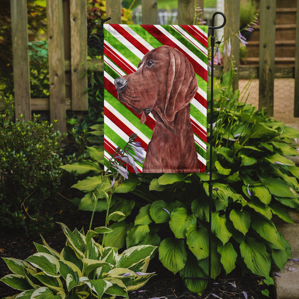 Redbone Coonhound Candy Cane Christmas Garden Flag Mailbox Decorative Yard Banner Outside Patio Artwork for Flower Beds, Garden Size, Multicolor