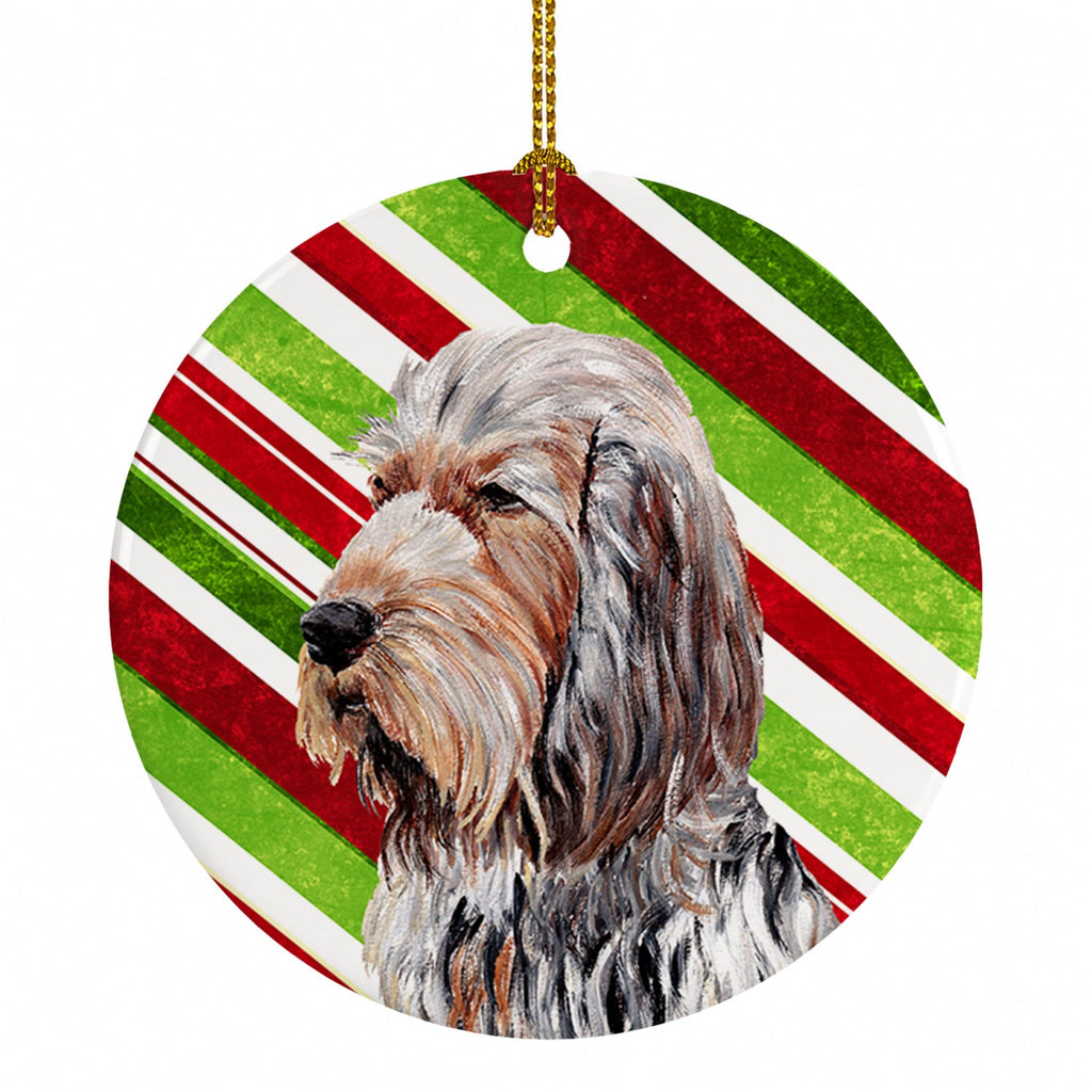 Otterhound Candy Cane Christmas Ceramic Ornament Christmas Tree Hanging Decorations for Home Christmas Holiday, Party, Gift, 3 in, Multicolor