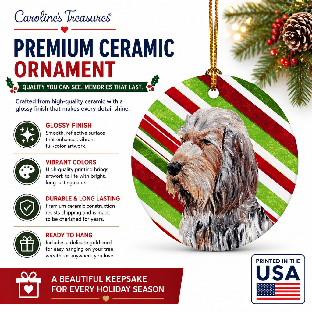 Otterhound Candy Cane Christmas Ceramic Ornament Christmas Tree Hanging Decorations for Home Christmas Holiday, Party, Gift, 3 in, Multicolor