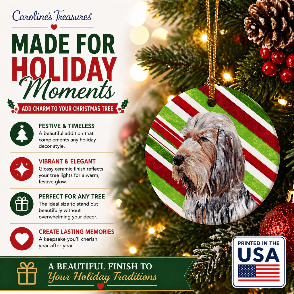 Otterhound Candy Cane Christmas Ceramic Ornament Christmas Tree Hanging Decorations for Home Christmas Holiday, Party, Gift, 3 in, Multicolor