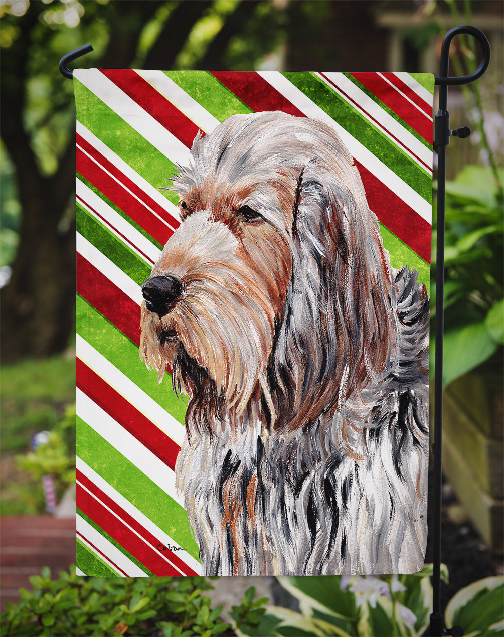 Otterhound Candy Cane Christmas Garden Flag Mailbox Decorative Yard Banner Outside Patio Artwork for Flower Beds, Garden Size, Multicolor