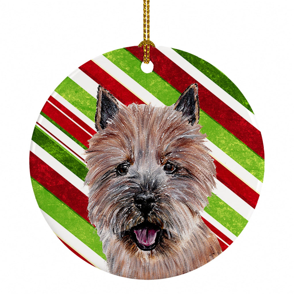 Norwich Terrier Candy Cane Christmas Ceramic Ornament Christmas Tree Hanging Decorations for Home Christmas Holiday, Party, Gift, 3 in, Multicolor