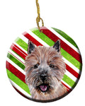 Norwich Terrier Candy Cane Christmas Ceramic Ornament Christmas Tree Hanging Decorations for Home Christmas Holiday, Party, Gift, 3 in, Multicolor