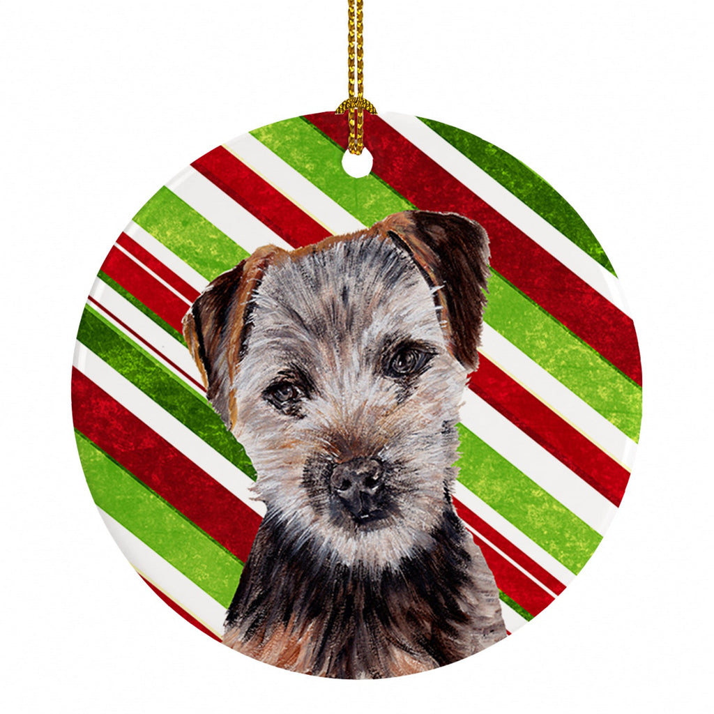 Norfolk Terrier Puppy Candy Cane Christmas Ceramic Ornament Christmas Tree Hanging Decorations for Home Christmas Holiday, Party, Gift, 3 in, Multicolor