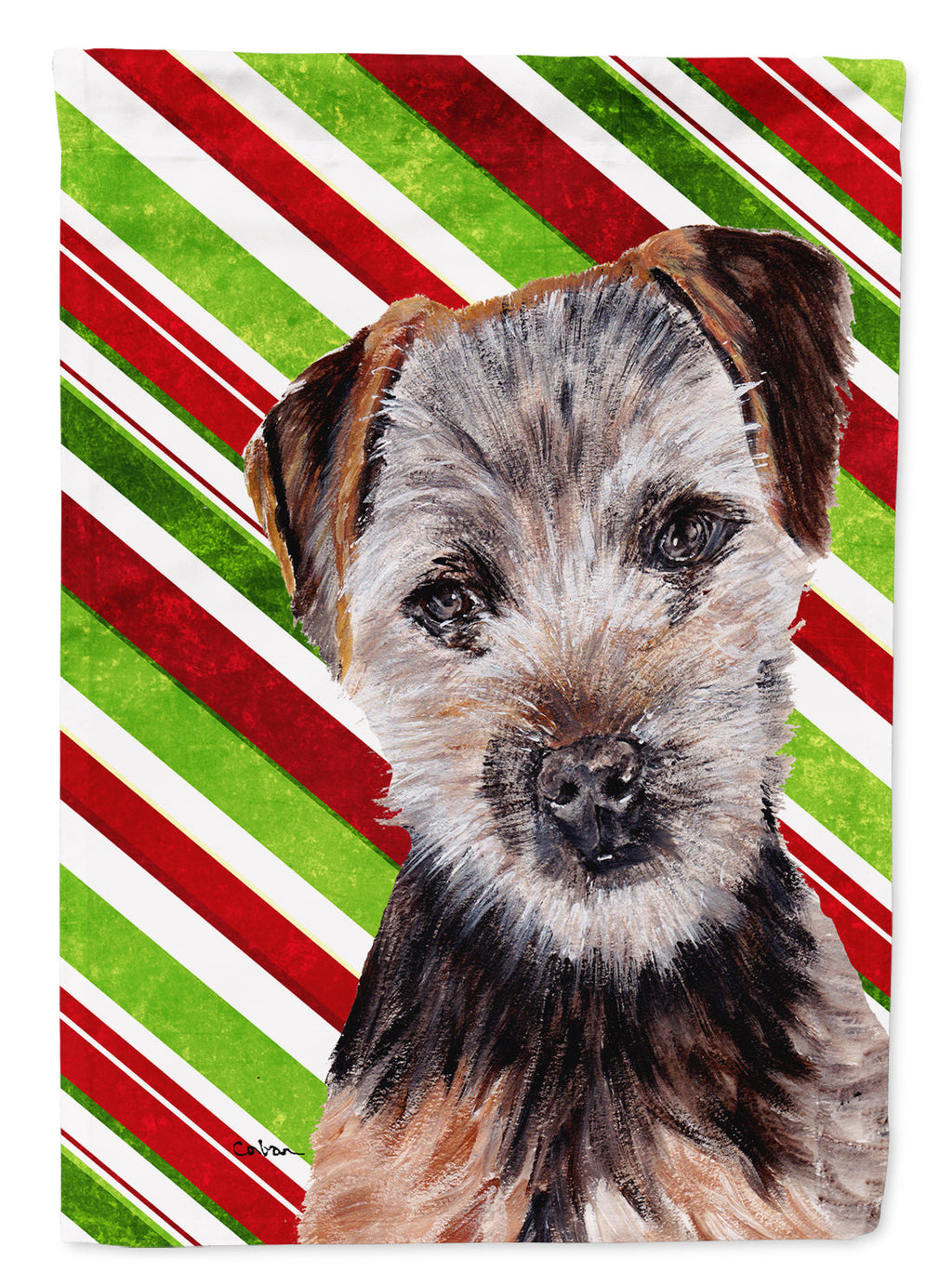 Norfolk Terrier Puppy Candy Cane Christmas Garden Flag Mailbox Decorative Yard Banner Outside Patio Artwork for Flower Beds, Garden Size, Multicolor