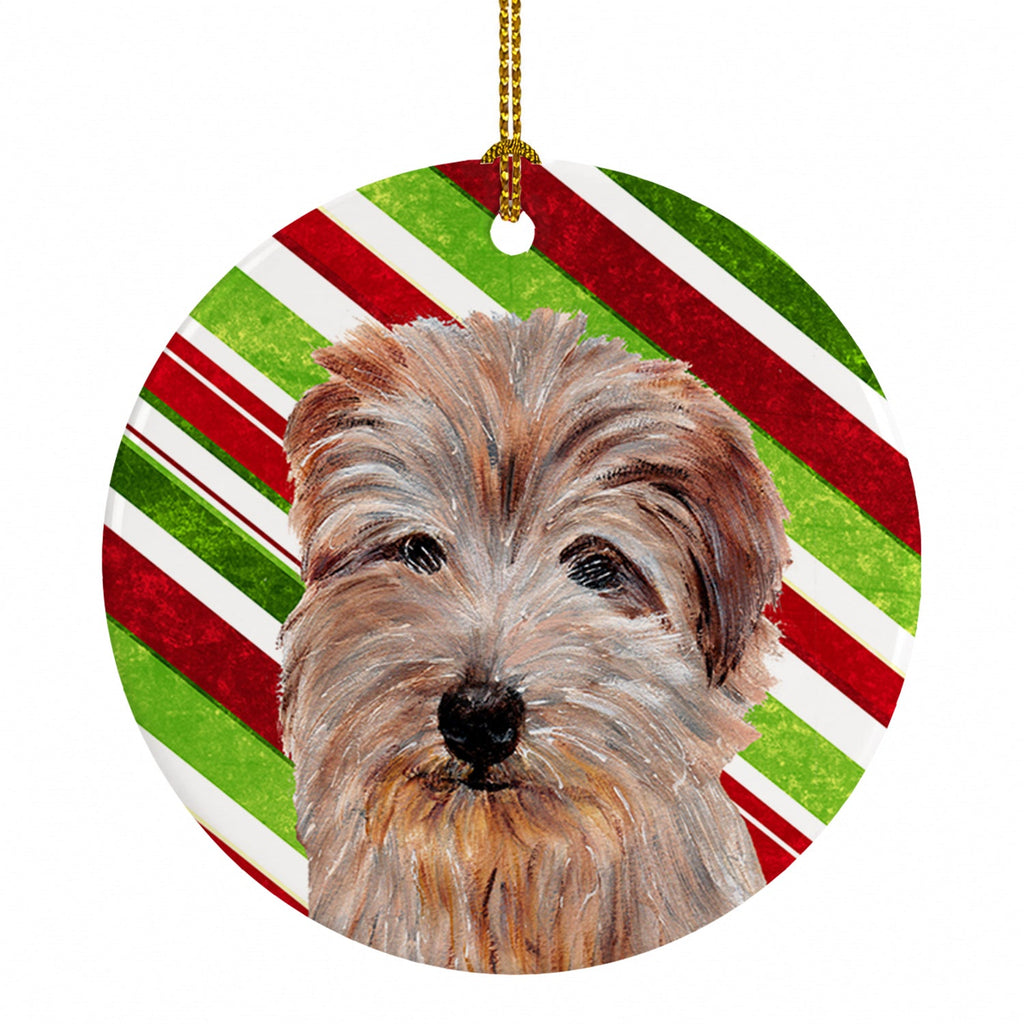 Norfolk Terrier Candy Cane Christmas Ceramic Ornament Christmas Tree Hanging Decorations for Home Christmas Holiday, Party, Gift, 3 in, Multicolor