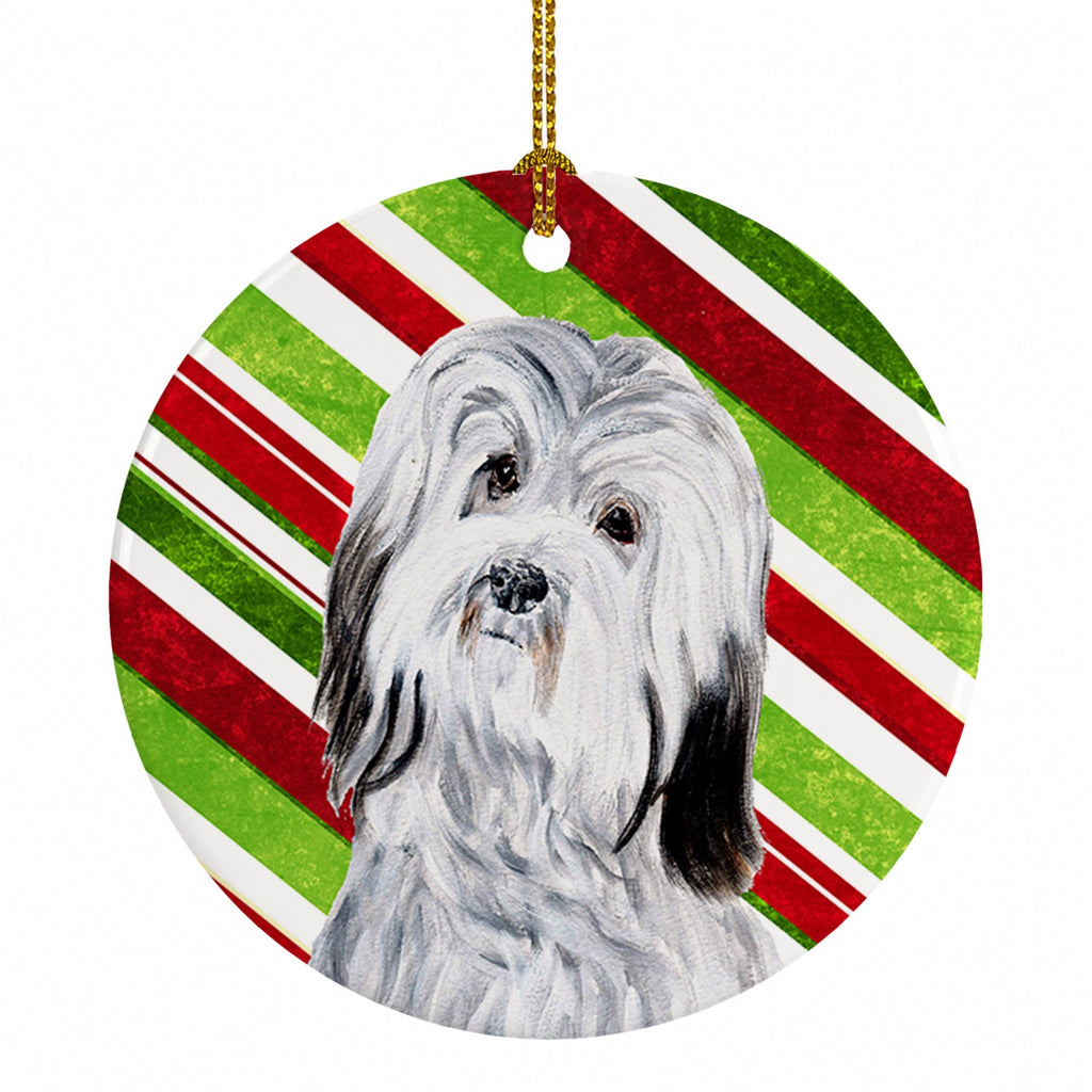 Havanese Candy Cane Christmas Ceramic Ornament Christmas Tree Hanging Decorations for Home Christmas Holiday, Party, Gift, 3 in, Multicolor