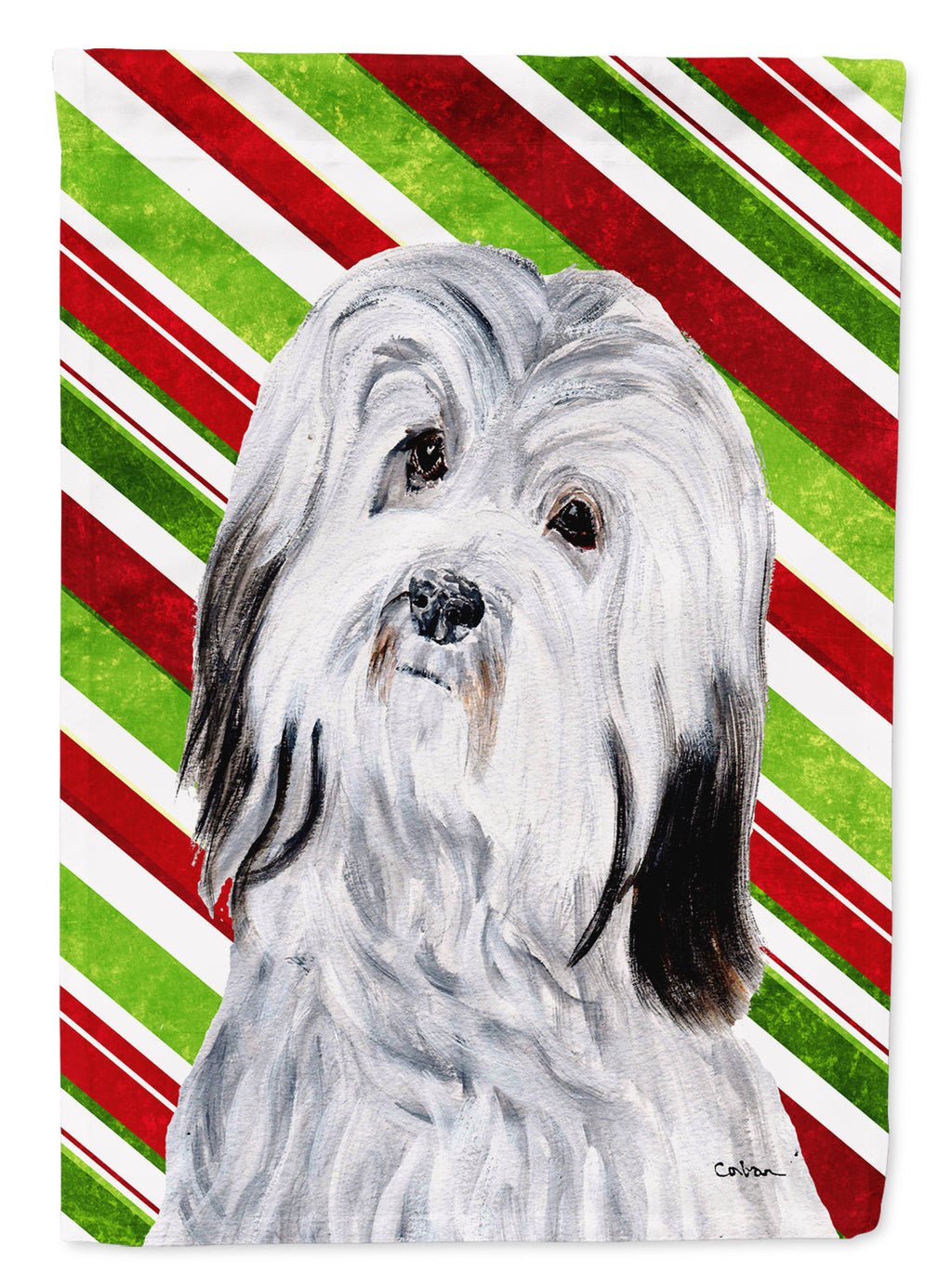 Havanese Candy Cane Christmas Garden Flag Mailbox Decorative Yard Banner Outside Patio Artwork for Flower Beds, Garden Size, Multicolor