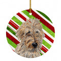 Golden Doodle 2 Candy Cane Christmas Ceramic Ornament Christmas Tree Hanging Decorations for Home Christmas Holiday, Party, Gift, 3 in, Multicolor