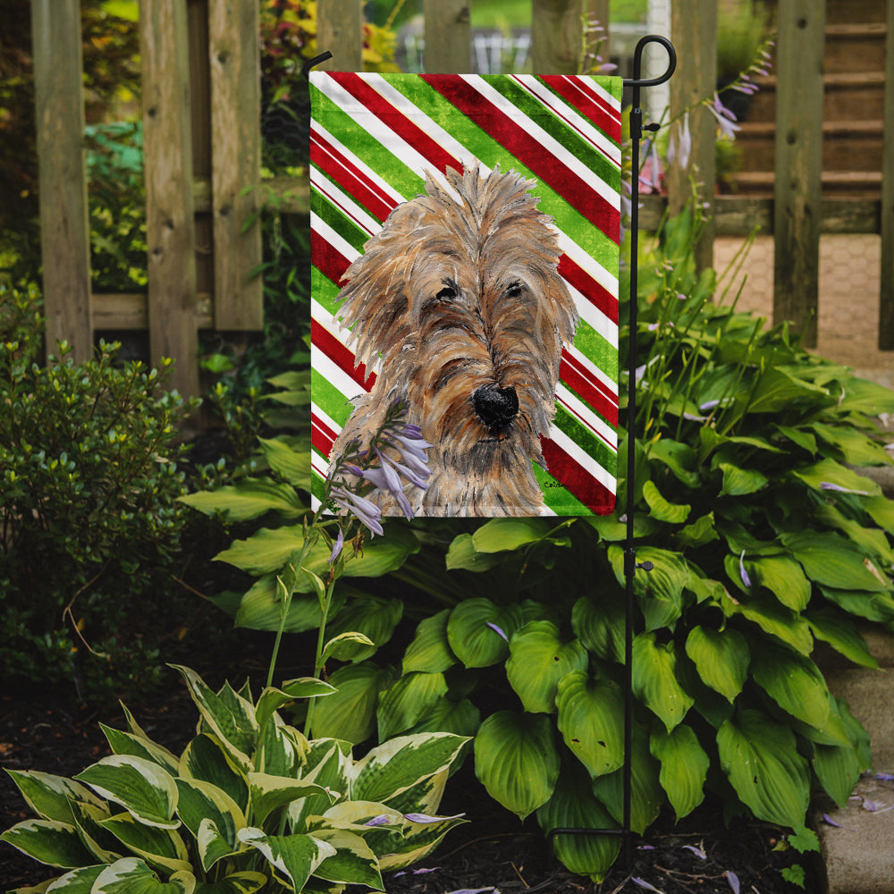 Golden Doodle 2 Candy Cane Christmas Garden Flag Mailbox Decorative Yard Banner Outside Patio Artwork for Flower Beds, Garden Size, Multicolor