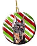 German Pinscher Candy Cane Christmas Ceramic Ornament Christmas Tree Hanging Decorations for Home Christmas Holiday, Party, Gift, 3 in, Multicolor