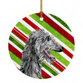 Scottish Deerhound Candy Cane Christmas Ceramic Ornament Christmas Tree Hanging Decorations for Home Christmas Holiday, Party, Gift, 3 in, Multicolor
